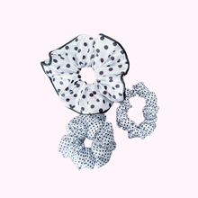 Load image into Gallery viewer, White & Black dots scrunchies | Scrunchies
