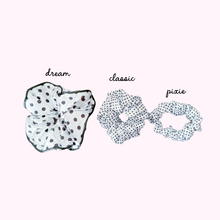 Load image into Gallery viewer, White &amp; Black dots scrunchies | Scrunchies
